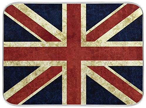 Mnsruu British Flag Union Jack London Vintage Dish Drying Mat for Kitchen Counter 40.6 x 45.7 cm