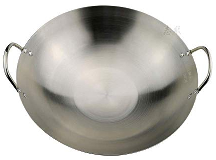 Wok de cocina sin recubrimiento profesional grande Wok Pan Saute con mango de acero inoxidable multiusos Wok 38 cm