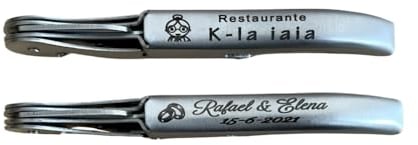 Regalo Grabado - Personalised Stainless Steel Corkscrew | Engraved with Text or Logo for Weddings and Events | Ideal for Souvenirs, Birthdays, Christenings, Matte Stainless | Units (25)