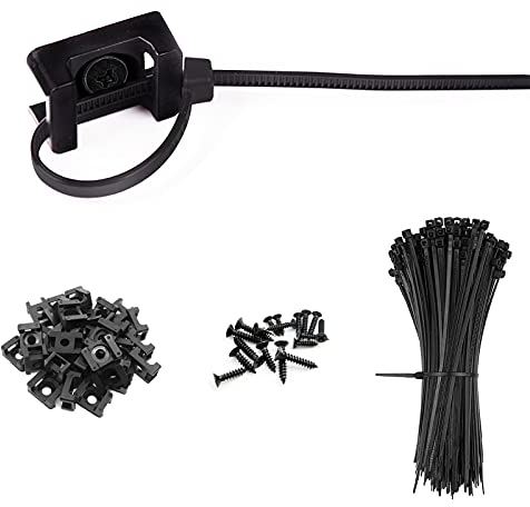 YIOVVOM Kabelbinder-Halterung mit Schraube, 100 Stück, Sattel-Typ-Reißverschlussbinder, hohe Festigkeit, schwarze Kabelbinder für Draht-Management, elektronische Kabel-Organizer-Clip (groß, schwarz)