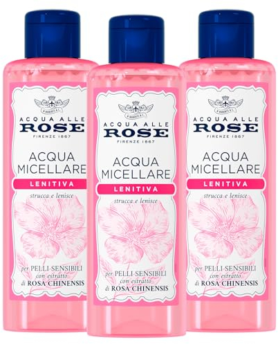 3x Acqua alle Rose Acqua Micellare Struccante Lenitiva Viso Occhi e Labbra Senza Alcool e Parabeni per Pelli Sensibili - 3 Flaconi da 200ml ognuno