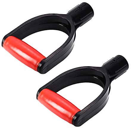 Heyiarbeit Kunststoff-Spaten mit D-Griff, 32 mm Innendurchmesser, PVC, Spaten, Schneeschaufel, Griff für Rasen, Garten, Graben und Rechen, Werkzeug, Rot / Schwarz, 2 Stück
