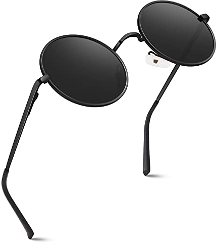 GQUEEN Occhiali da Sole da Uomo Donna Polarizzati Retro Rotondi in Metallo Vintage Tondi Protezione UV400
