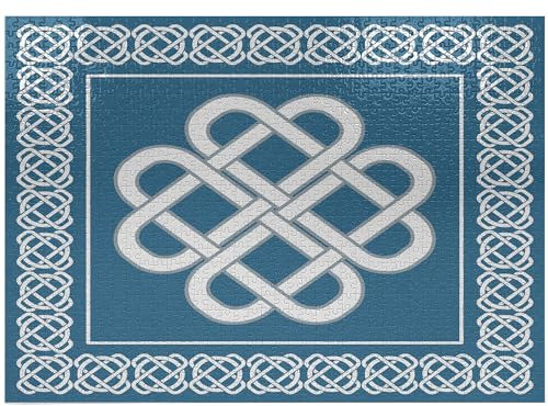 ABAKUHAUS irisch Puzzle, Celtic-Liebes-Knoten, Heirloom-Qualität lustige Aktivität für die Familie langlebiger Karton, 1000 Stücke, Dunkler Aqua Weiß