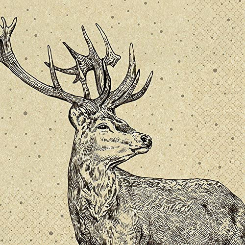 20 Servietten Eco Line nachhaltig aus 100% Recycling-Papier Herrlicher Hirsch | Tiere | Wald | Tischdeko 33x33cm