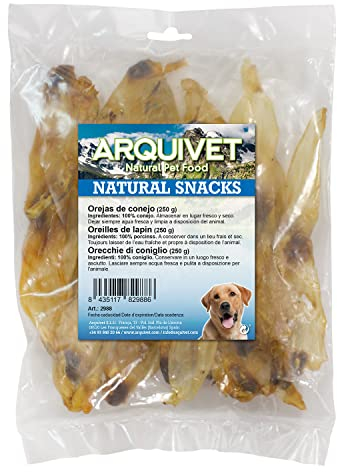 Arquivet Orecchie di coniglio (sacchetto 250 g) - Snack 100% naturali per cani - premi, premi, caramelle, caramelle, caramelle canine - Aiuto per la pulizia dei denti