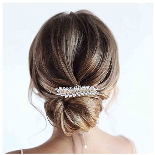 Dervivea Francese Strass Foglia Fermaglio Capelli Barrette Scintillante Cristallo Capelli Pin Foglia D'oro Sposa Capelli Clip Brillante Matrimonio Pin Clip Capelli Decorativi Accessori