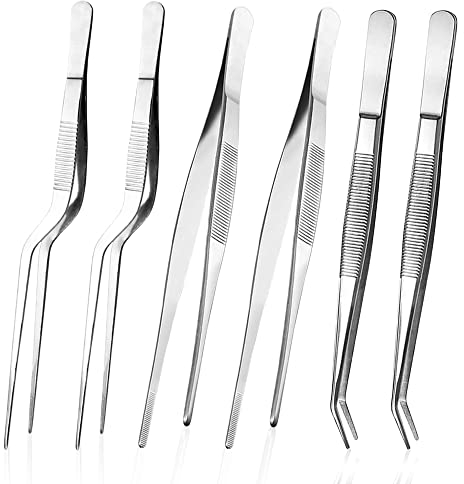 Lot de 6 pinces de cuisine en acier inoxydable pour décorer les aliments, la cuisine, la pâtisserie, 16 cm
