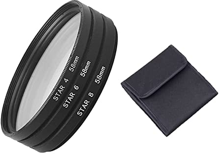 55 millimetri 4 Punto 6 Punto 8 Punto Stella Filtro Camera Set Bundle Sacchetto Sacchetto Per Sony FDR-AXP55 FDR-AX55 FDR-AX53 FDR-AX40 Videocamera