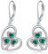 VONALA Klee Ohrringe 925 Sterling Silber Grüne Kleeblat Ohrringe mit Hebel Irische Herz Ohrringe ST Patricks Day Glücks Schmuck Geschenk für Frauen Damen