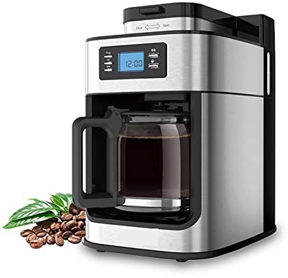 DieffematicKF Cafetiere La machine à café goutte à goutte 2 en 1 s'applique aux appareils ménagers Ground& Beans Cafetière dégoulinante avec affichage numérique