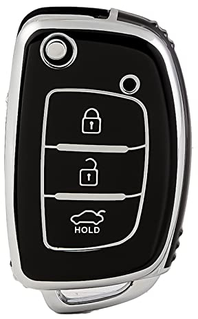 OFFCURVE Autoschlüssel Hülle Schlüsselhülle, Schlüsselcover TPU Autoschlüssel Schutzhülle 3 Tasten für Hyundai i10 i20 i30 Coupe iX20 ix25 iX35 ix45 Kona Santa Fe Accent Elantra