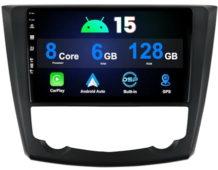 MISONDA 9 Zoll Android 15 Autoradio für Renault Kadjar 2015–2019 – Rückfahrkamera und Mikrofon – unterstützt GPS/DAB/Lenkradsteuerung/WiFi/BT/Carplay/4G/360 Kamera – [6G+128G]