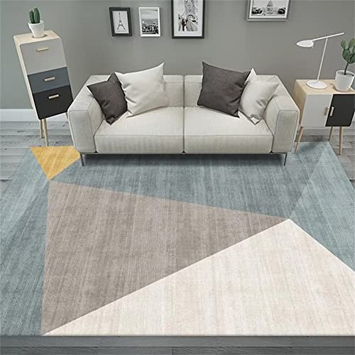 Kunsen Tapis Chambre Bebe Fille decoratif Salon Tapis de Salon à Motif géométrique Triangulaire Gris Rose Lavable Deco Chambre Fille ado 180x250cm