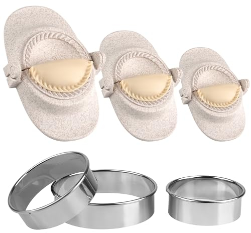Winter Shore Dumpling Maker & Empanadas Maker Set mit Rundem Dough Cutter [3 Größen] - Ravioli Maker Lebensmittelecht - Wonton, Potsticker, Pierogi & Gyoza Maker - Klein 7 cm, Mittel 8 cm, Groß 11 cm