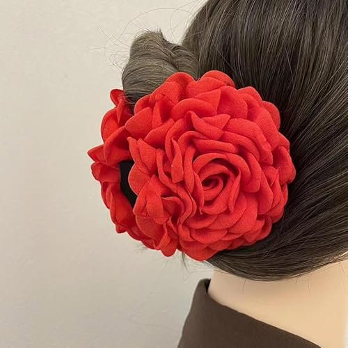 HXSCOO Grande Rose Fleur Grande Pince à Cheveux Dame Tissu Rose Fleur Cheveux Griffe épingle à Cheveux Femmes Filles Accessoires (Color : 08)