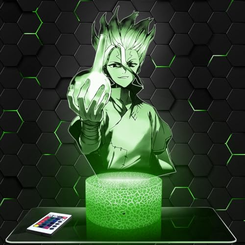 Lampe Manga Senku Ishigami deko Zimmer Junge Lampe 3D Manga Senku Ishigamiobjekt Manga Cartoon Anime Geschenk gedämpftes Licht Nachtlicht deko Büro. Eigenartig Geschenk Weihnachten Teenager TOP