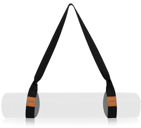 YOGATI Premium Schwarzer Yoga-Tragegurt - Verstellbar, Strapazierfähiges Baumwollmaterial, Leicht - Ideal für Yoga-Mattenaufbewahrung und Dehnübungen