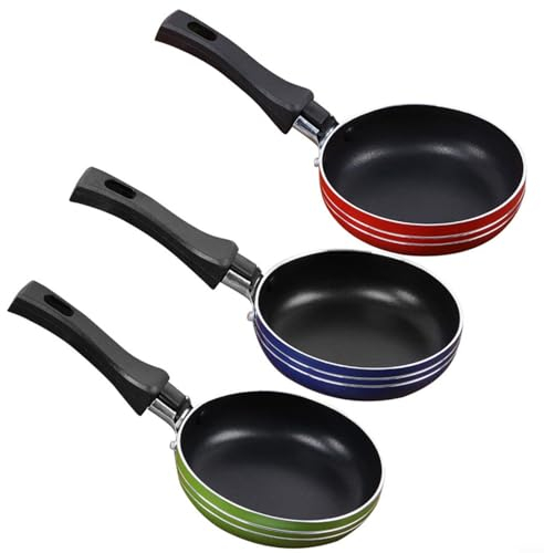 URPIZY Mini padella antiaderente da 12 cm, 14 cm, 16 cm, con manico, antiaderente, in acciaio, multiuso, per pentole, colore casuale (12 cm)