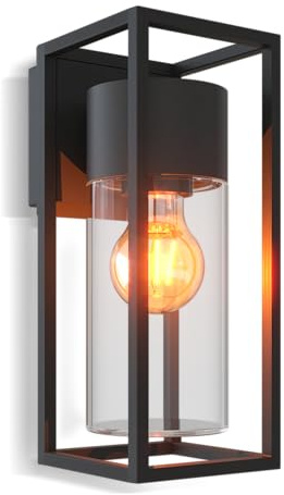 CALEX Genoa Wandleuchte, für Außen & Innen, E27 Fassung, Aluminium, wasserdicht, Schwarz
