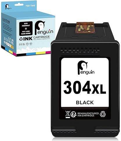 Penguin 304 XL Schwarz für HP 304XL Druckerpatronen für HP DeskJet 2600 2620 2630 3700 3720 3730 für AMP 100 120 130 für Envy 5020 5030 5052 Wiederaufbereitete Patronen(1 Schwarz)