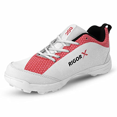 DSC Rigor X Cricket Shoes Kricket-Schuh, weiß/rot, 33 EU Schmal