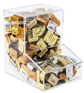 Inevibe Candy Dispenser - Bulk Acrylic Storage Holder with Two Lids for Countertop or Wall Mount - Store Chocolate, Treats, Sweets, and Snacks