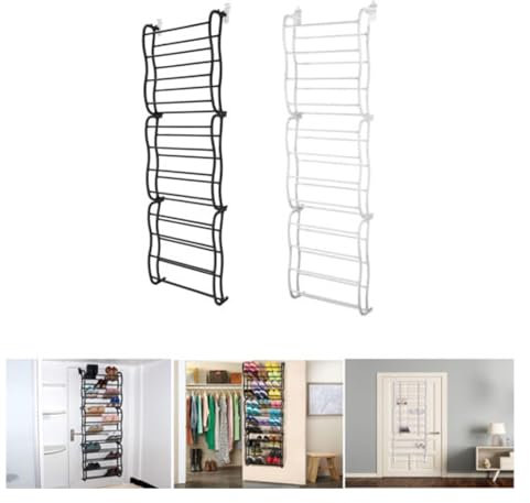 36 Pair Shoe Rack 12 Tier Over Door Hanging Organiser Storage Stand Shelf Holder | Shelf Organiser Holder Storage Stand Space Saving | Shoe Rack Stand Wall Hanging (Black)
