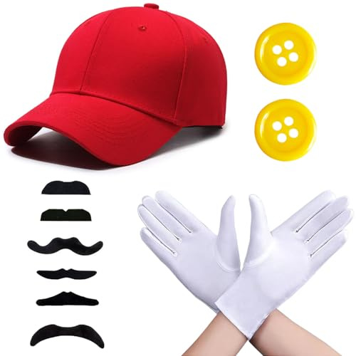 Chyuxinda Cosplay Kostüm mit Handschuhen Schnurrbart Mütze Knöpfen Erwachsene Outfit für Halloween Party Fasching Karneval