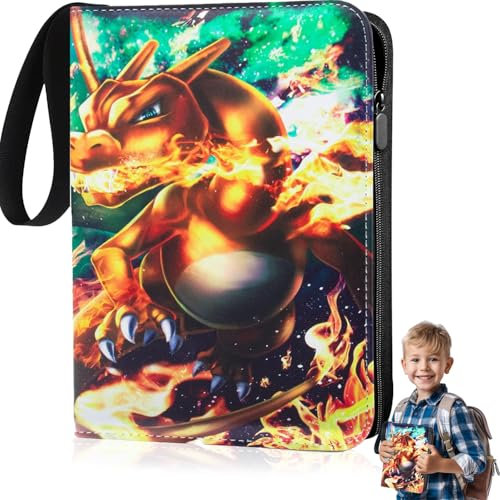 Sammelalbum für Pokemon, KartenSammelalbum, 400 SammelkartenAlbum, Sammelalbum für Pokemonalbum, 4 Taschen 50 Seiten Tragbar Wasserdicht PU Karten Halter Sammelkartenalben, SammelalbumKarten
