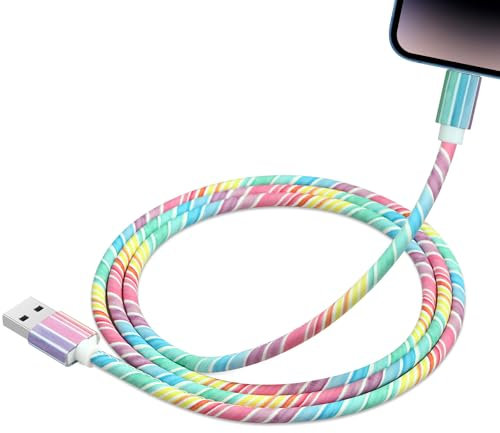 VOFOLEN USB A zu Ladekabel iPhone[1.2m 60W]Schnellladekabel mit Mehrfarbige Farben mit Geflochtenen Nähten USB A zu iPhone Ladekabel für iPhone 14 13 12 11 Pro Max XS XR X 8 7 6 5 SE,iPad,Frauen Bunt