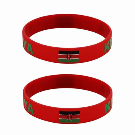 JCUIyon 2 Stück Kenia Silikonarmbänder Sportspielarmbänder Nationalflaggen Handschlaufe for Männer Frauen Gummiband Zubehör