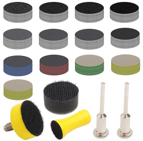 UYUYong 200 Pezzi Levigatura Dischetti Abrasivi Carta Abrasiva Ad Acqua a Disco Grana 60 80 100 150 240 400 600 800 1200 2000 3000 5000 10000 Dischi Abrasivi Asciutti Bagnat per Levigatura Lucidatura