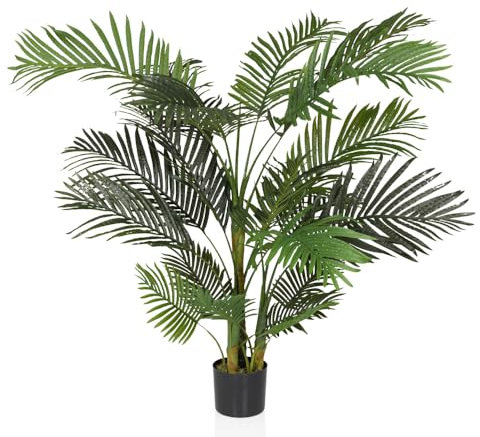 hjh OFFICE Kunstpalme 150cm Areca II Künstliche Palme groß, Goldfruchtpalme, Kunstpflanze für Büro Wohnzimmer Schlafzimmer