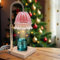 WARMCITY Glass Electric Candle Warmer Lamp Adjustable Height UK Plug, Large Wooden Base Wax Melt Lamp for Aroma Candles, Table Candle Warmer with Timer and Dimmer, Home Decor Gift (Pink Flower)
