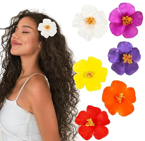 Pinza Pelo Flor Hawaianas,Pinzas pelo, Set 6 pinzas pelo con cepillo pelo, Pinzas pelo niña, Pinzas para el pelo, Pinzas de pelo, Pinza pelo grande, Clips pelo, Pinzas de pelo adolescentes