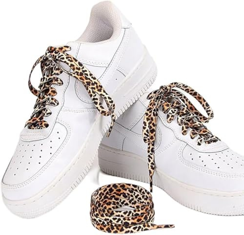 BelleVive 2 Pairs of Leopard Shoelaces, Colourful Animal Pattern Laces, Leopard Printed Fashion Shoelaces, Colourful Trainer Laces Accessories