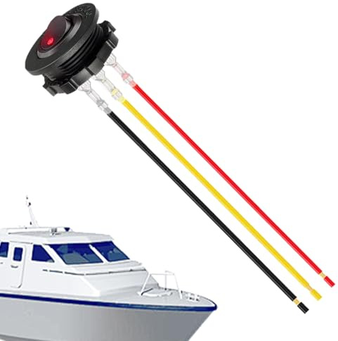 Wippschalter | 3 Poliger Kfz Schalter | 28 mm Bohrloch Beleuchteter Schalter Rot LED 12V für Wohnmobil Lkw Marinefahrzeug
