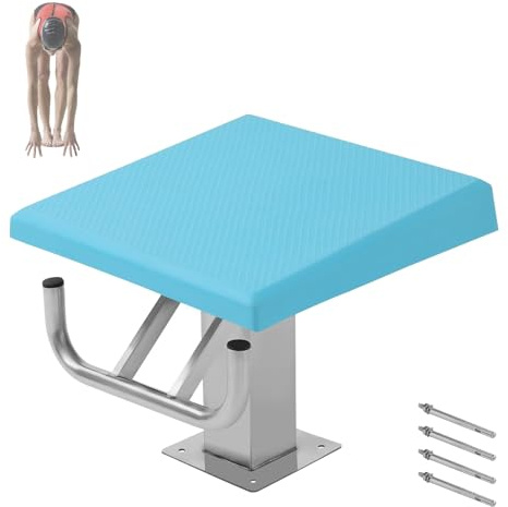 HPMCVE 15° geneigte Pool-Sprungplattform, Pool-Sprungbrett mit Edelstahlbasis, Pool-Startblock mit Rutschfester Oberfläche, belastbar bis 200 kg, für Privat- und Gewerbekunden