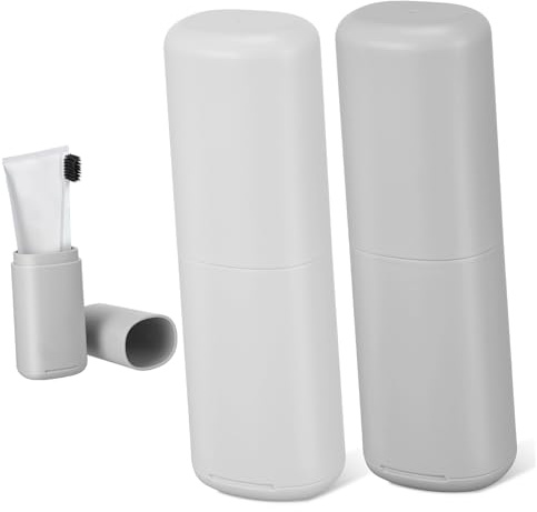 ARTSEWPLY 2 Pcs Travel Toothbrush Holder Case Portable Lightweight PP Material with Large Capacity for Toothbrush Toothpaste and Facial Cleanser Storage Secure and Clean Travel Accessories