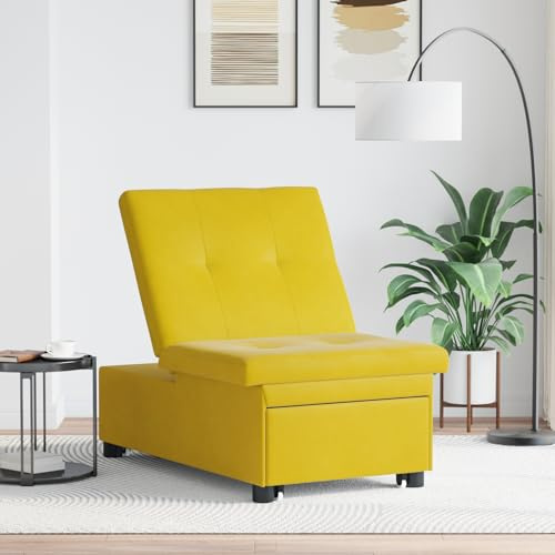 CKioict Sofa-Bett 3-in-1 Auszieh-Design Gelber Samt Schlafsofa Verstellbar Kompakt mit Weicher Samtoberfläche für Wohnzimmer und Gästezimmer
