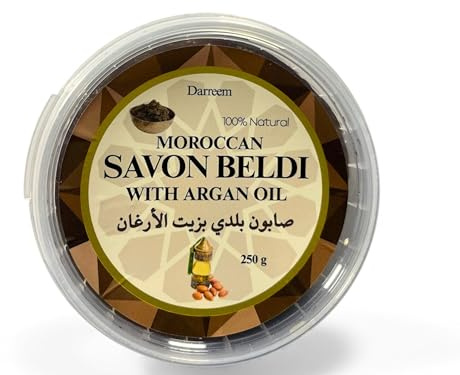Moroccan Black Soap with Argan Oil, Savon Beldi Traditional Exfoliant Soap Enriched with Argan Oil