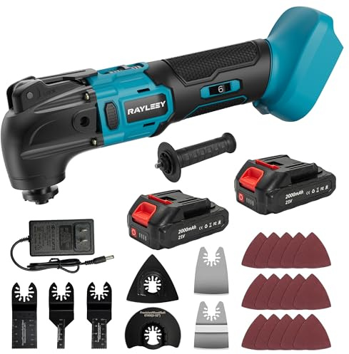Brushless Cordless Oscillating Multi-Tool Kit, 2 Batteries, 6-Speed | Includes 22 accessories and a 4° oscillation angle for cutting, grinding and sanding.