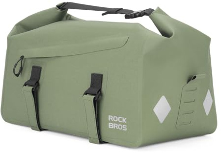 ROCKBROS wasserdichte Fahrrad Gepäckträgertasche mit Rollverschluss | Robust Fahrradtasche Umhängetasche, mit Schultergurt, Reflektierendes Logo, für Pendeln Touren und Alltag, 16 L