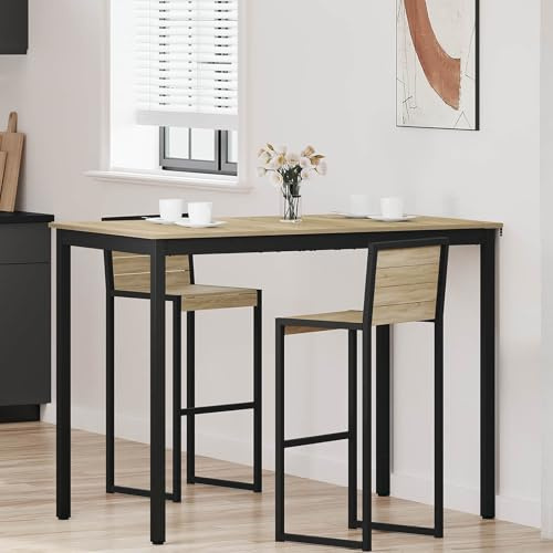 sephironlbb Stehtisch Holzwerkstoff, 140x80x105cm, Rechteckiger Küchentisch für 4 Personen, Moderner Bartisch mit Metallbeinen, Langlebiger Esstisch für Esszimmer & Küche