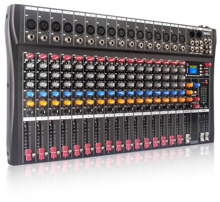 Nouxiange GX16 Professional 16-Kanal Mischpult mit Bluetooth & USB, 48V Phantom Spannung, Studio Bühne Karaoke Sound Mixer Konsole (CT160)