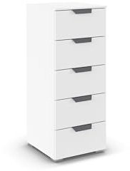 Rauch Möbel ADITIO, Kommode, Farbe Weiß, Breite 40 cm | Highboard im modernen Look, 5 Schubladen, Soft-Close-Funktion, für Schlafzimmer, Gästezimmer, Wohnzimmer, Garderobe, Flur