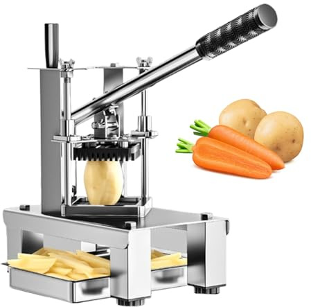 Affettatrice per friggere francese, lama in acciaio al carbonio 420, base antiscivolo, 2 lame di ricambio, manico esteso, acciaio inossidabile ispessito