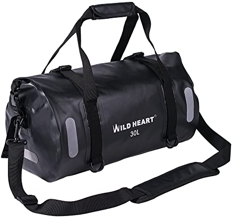 Wild Heart wasserdichte Tasche für Kajakfahren, Camping, Boot, Radfahren 20L 30L 40L (schwarz, 30L)