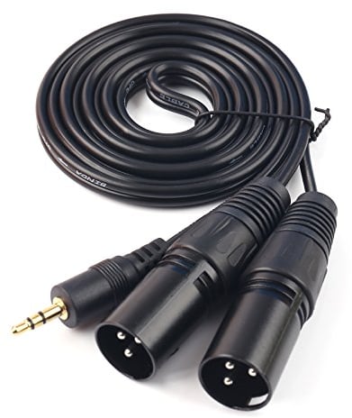SiYear Cavo di connessione sbilanciato, da mini jack stereo TRS da 3,5 mm a doppio XLR maschio a 3 poli, cavo patch separatore a Y, lunghezza: 1,5 m 3.5TRS-2XLRM(1.5M)
